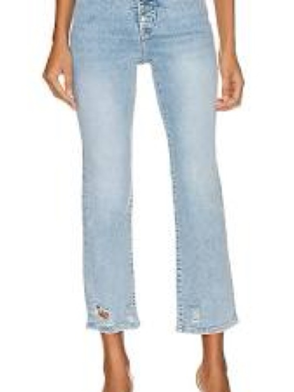 Good American Light Wash High-Rise Cropped Flare Jeans size 18. Button fly.